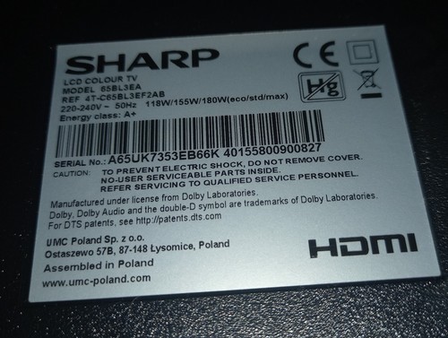 Ricambi per sharp - per, 65bl3ea